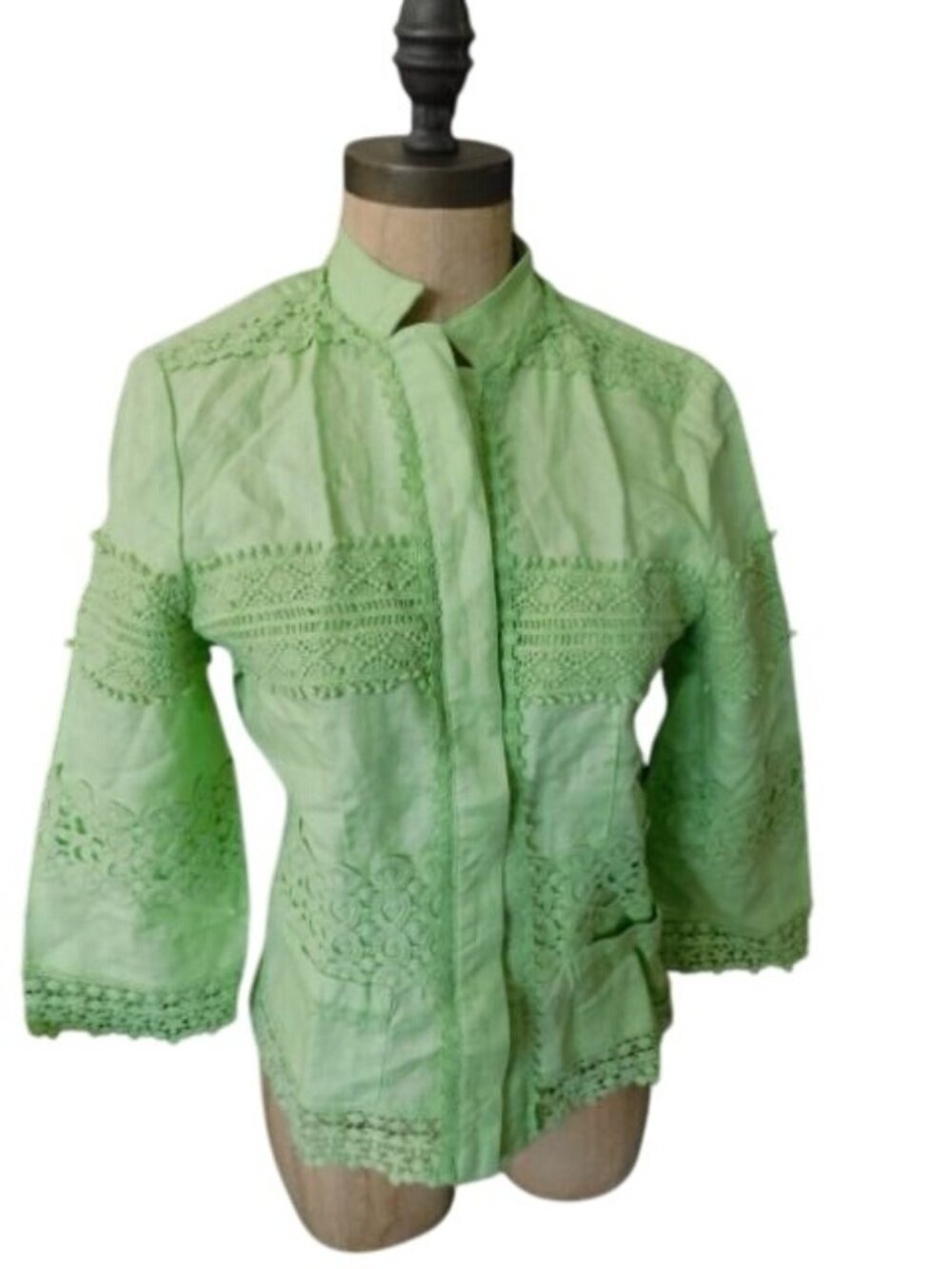 Chico's Size S Small (0) Linen Boho 3/4 sleeve Jacket Top NWT